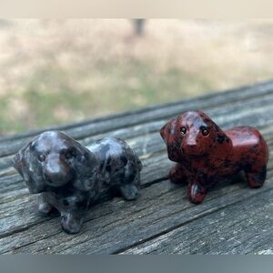 Set of 2 Dachshund Dog Carvings